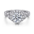 Annadale - Unique 14K White Gold Vintage Inspired Diamond Halo Engagement Ring
