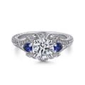 Chrystie - 14K White Gold Round Sapphire and Diamond Engagement Ring