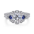 Chrystie - 14K White Gold Round Sapphire and Diamond Engagement Ring
