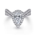 Madeleine - 14K White Gold Pear Shape Halo Diamond Engagement Ring