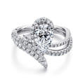 Mystic - 14K White Gold Pear Shape Halo Diamond Engagement Ring