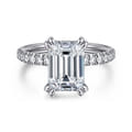14K White Gold Emerald Cut Diamond Engagement Ring