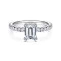 Amira - 14K White Gold Emerald Cut Diamond Engagement Ring