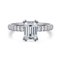 Amira - 14K White Gold Emerald Cut Diamond Engagement Ring