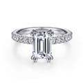 Amira - 14K White Gold Emerald Cut Diamond Engagement Ring
