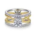 Lucinda - 14K White-Yellow Gold Free Form Round Diamond Engagement Ring