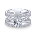 Lucinda - 14K White Gold Free Form Round Diamond Engagement Ring