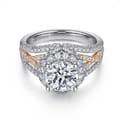 Delicacy - 14K White-Rose Gold Round Halo Diamond Engagement Ring
