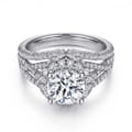 Delicacy - 14K White Gold Round Halo Diamond Engagement Ring