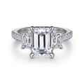 Charlene - 14K White Gold Emerald Cut Three Stone Diamond Engagement Ring