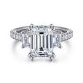 Charlene - 14K White Gold Emerald Cut Three Stone Diamond Engagement Ring
