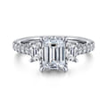 Charlene - 14K White Gold Emerald Cut Three Stone Diamond Engagement Ring