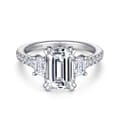 Charlene - 14K White Gold Emerald Cut Three Stone Diamond Engagement Ring