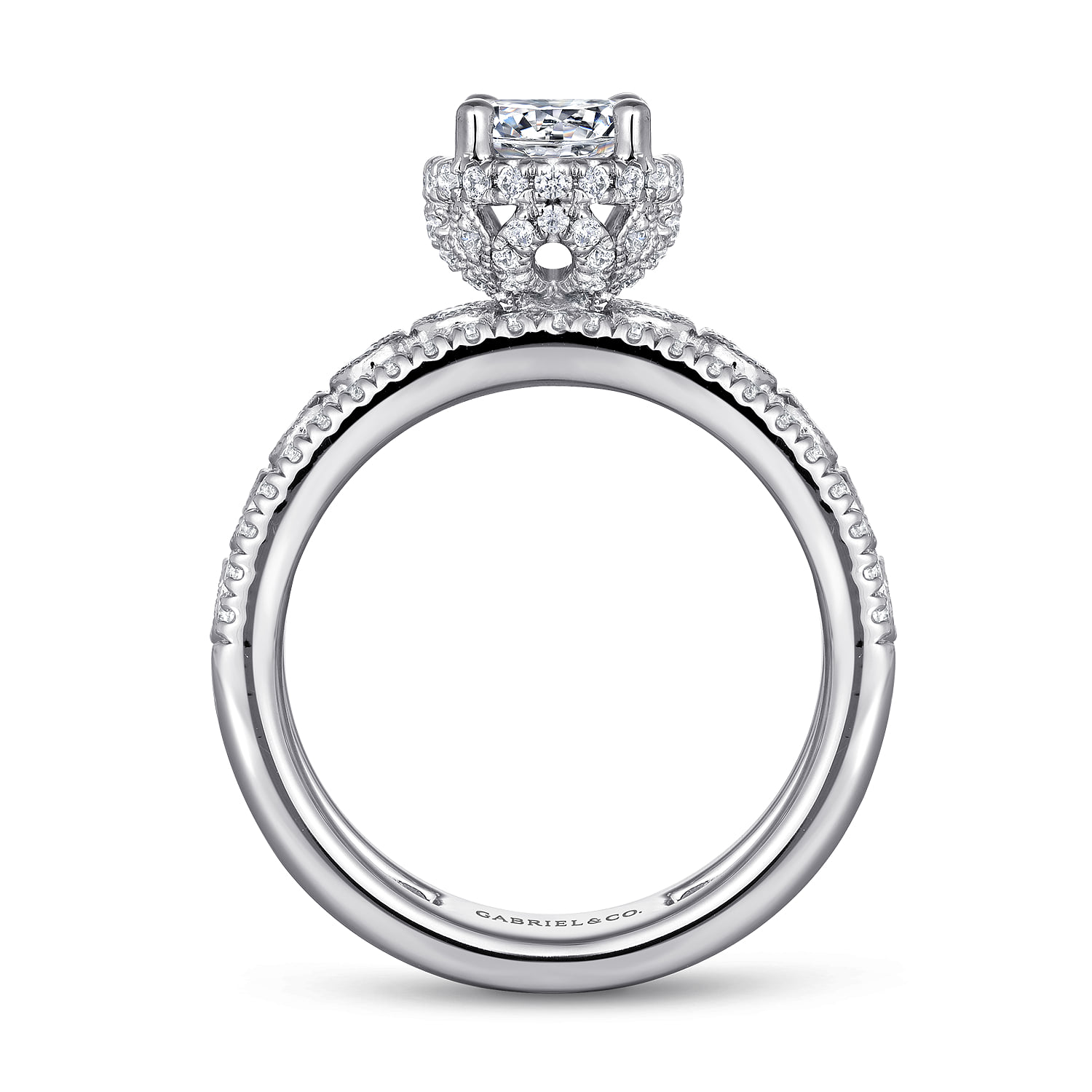 Round Diamond Engagement Ring in 14K White Gold, photograph 2