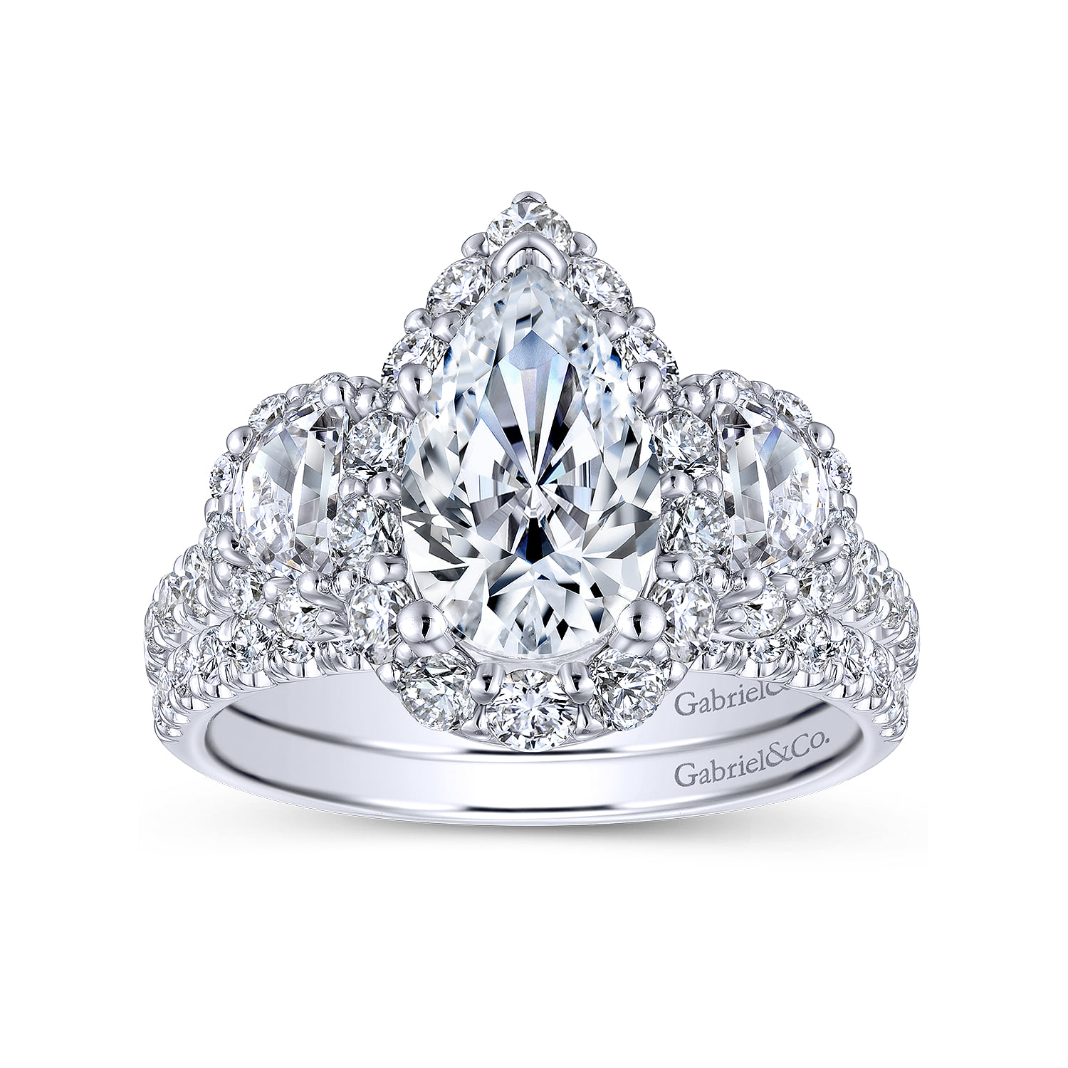 Pear Diamond Engagement Ring in 14K White Gold, photograph 4