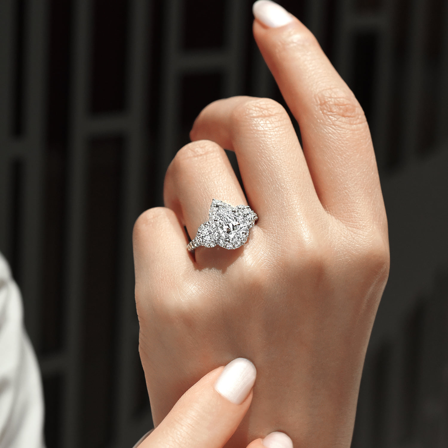 Pear Diamond Engagement Ring in 14K White Gold, photograph 6