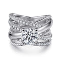 Affection - 14K White Gold Free Form Round Diamond Engagement Ring