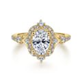 Veronique - Unique 14K Yellow Gold Vintage Inspired Oval Halo Diamond Engagement Ring