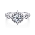 Veronique - Vintage Inspired 14K White Gold Fancy Halo Round Diamond Engagement Ring