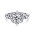 Veronique - Unique 14K White Gold Vintage Inspired Halo Diamond Engagement Ring