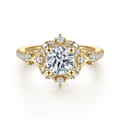Veronique - Unique 14K Yellow Gold Vintage Inspired Halo Diamond Engagement Ring