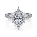 Astor - Unique 14K White Gold Oval Halo Diamond Engagement Ring