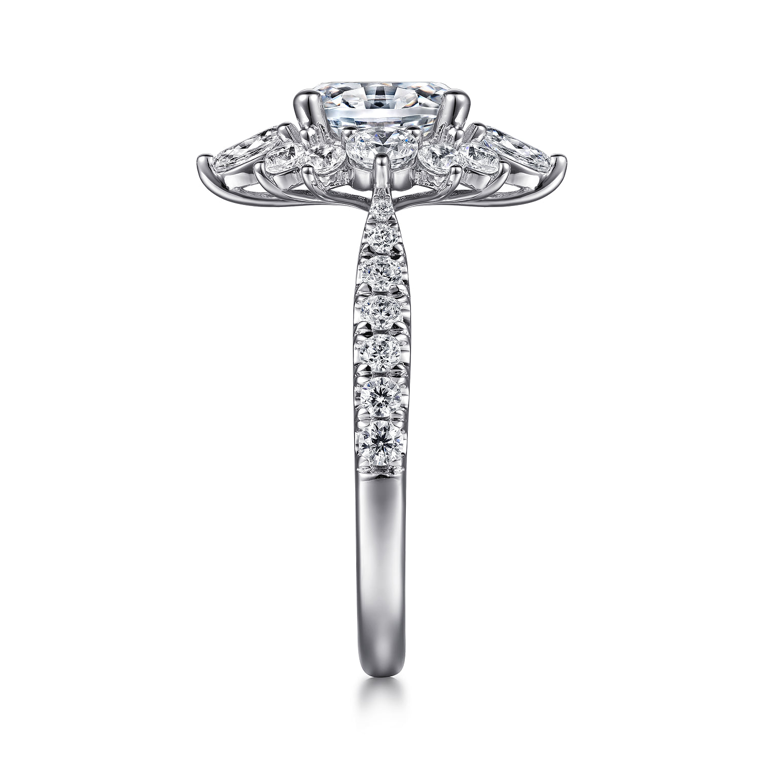 Oval Unique Halo Diamond Engagement Ring in 14K White Gold, photograph 5