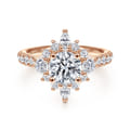 Astor - Unique 14K Rose Gold Round Halo Diamond Engagement Ring