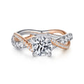 Sandrine - 14K White-Rose Gold Round Diamond Twisted Engagement Ring
