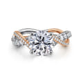 Sandrine - 14K White-Rose Gold Twisted Round Diamond Engagement Ring