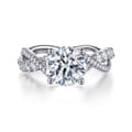Sandrine - 14K White Gold Twisted Round Diamond Engagement Ring