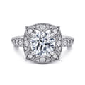 Memphis - Vintage Inspired 14K White Gold Round Halo Diamond Engagement Ring