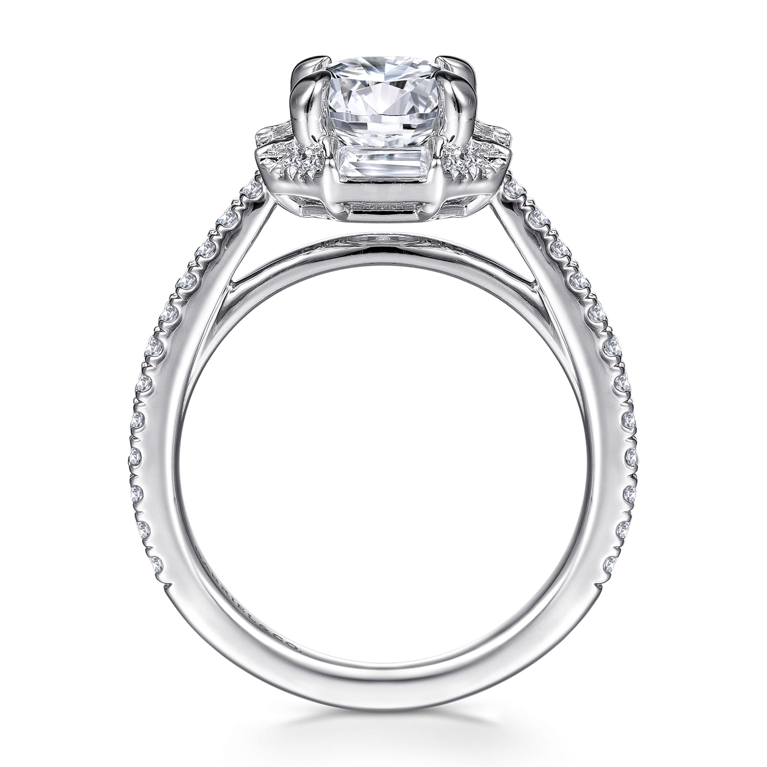 Round Octagonal Halo Diamond Engagement Ring in 14K White Gold, photograph 2