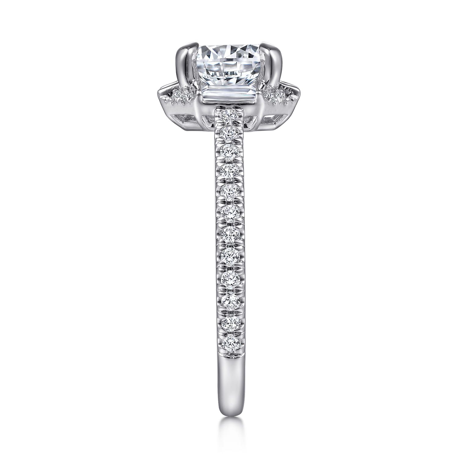 Round Octagonal Halo Diamond Engagement Ring in 14K White Gold, photograph 5