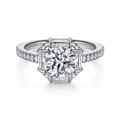 Ryland - 18K White Gold Octagonal Halo Round Diamond Engagement Ring