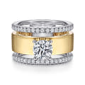 Aiza - 14K White-Yellow Gold Round Diamond Engagement Ring