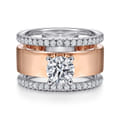 Aiza - 14K White-Rose Gold Round Diamond Engagement Ring