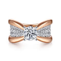 Bebe - 14K White-Rose Gold Wide Band Round Diamond Engagement Ring