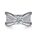 Bebe - 14K White Gold Wide Band Round Diamond Engagement Ring