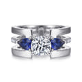 Divinity - 14K White Gold Round 3 Stone Sapphire and Diamond Engagement Ring