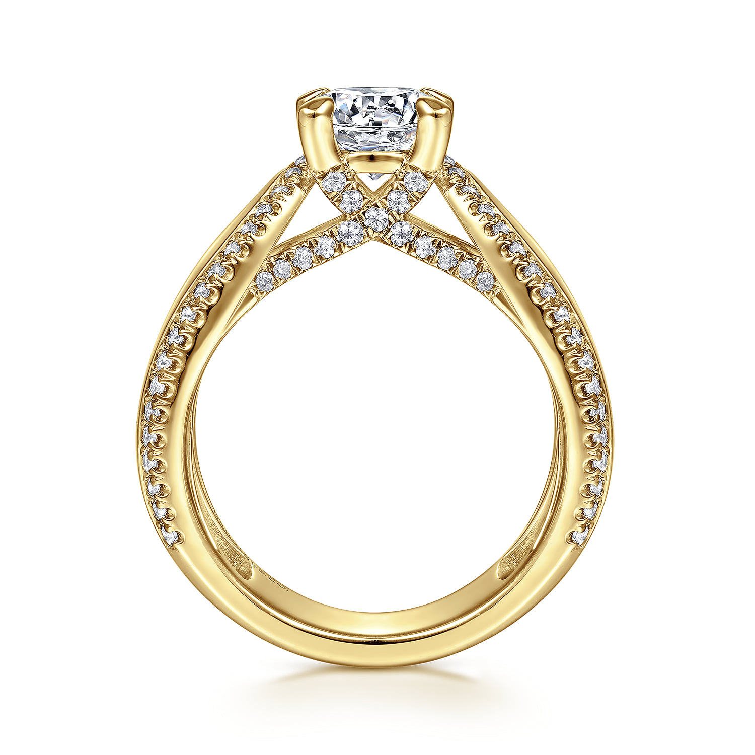 Round Diamond Engagement Ring in 14K Yellow Gold, photograph 2