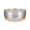 Milene - 14K White-Yellow Gold Round Split Shank Diamond Engagement Ring