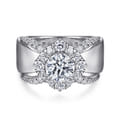 Alva - 14K White Gold Round Halo Diamond Engagement Ring