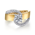 Emerie - 14K White-Yellow Gold Round Bypass Diamond Engagement Ring