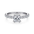 Alina - 14K White Gold Cushion Hidden Halo Diamond Engagement Ring