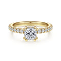 Alina - 14K Yellow Gold Cushion Hidden Halo Diamond Engagement Ring