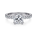 Alina - 14K White Gold Cushion Hidden Halo Diamond Engagement Ring