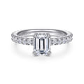 Alina - 14K White Gold Hidden Halo Emerald Cut Diamond Engagement Ring