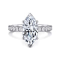 Alina - 14K White Gold Hidden Halo Marquise Shape Diamond Engagement Ring