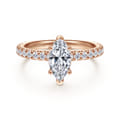 Alina - 14K Rose Gold Hidden Halo Marquise Shape Diamond Engagement Ring